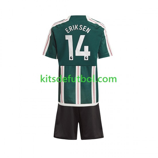 Equipación completa Niño Manchester United Eriksen 14 Camiseta de visitante 2023-2024 Manga Corta