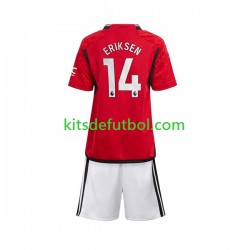 Equipación completa Niño Manchester United Eriksen 14 Camiseta de local 2023-2024 Manga Corta