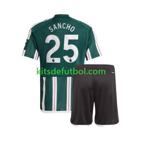 Equipación completa Niño Manchester United Jadon Sancho 25 Camiseta de visitante 2023-2024 Manga Corta