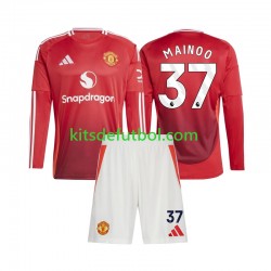 Equipación completa Niño Manchester United Kobbie Mainoo 37 Camiseta de local 2024-2025 Manga Larga