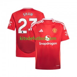 Manchester United Luke Shaw 23 Hombre Camiseta Rojo de local 2024-2025 Manga Corta