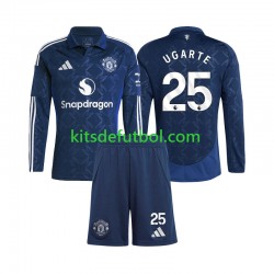 Equipación completa Niño Manchester United Manuel Ugarte 25 Camiseta de visitante 2024-2025 Manga Larga