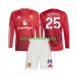 Equipación completa Niño Manchester United Manuel Ugarte 25 Camiseta de local 2024-2025 Manga Larga