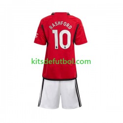 Equipación completa Niño Manchester United Marcus Rashford 10 Camiseta de local 2023-2024 Manga Corta
