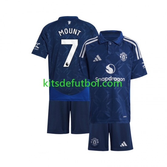 Equipación completa Niño Manchester United Mason Mount 7 Camiseta Rojo de visitante 2024-2025 Manga Corta