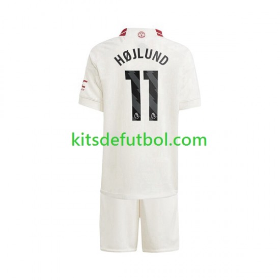Equipación completa Niño Manchester United Rasmus Hojlund 11 Camiseta alternativa 2023-2024 Manga Corta