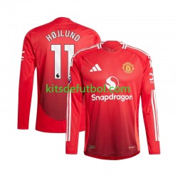 Manchester United Rasmus Hojlund 11 Hombre Camiseta de local 2024-2025 Manga Larga