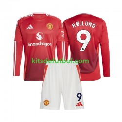 Equipación completa Niño Manchester United Rasmus Hojlund 9 Camiseta de local 2024-2025 Manga Larga