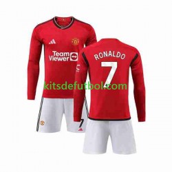 Equipación completa Niño Manchester United Ronaldo 7 Camiseta de local 2023-2024 Manga Larga