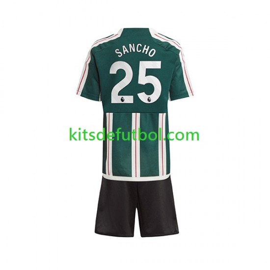 Equipación completa Niño Manchester United Sancho 25 Camiseta de visitante 2023-2024 Manga Corta