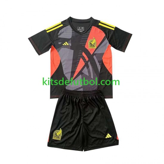 Equipación completa Niño México Portero 2024 Camiseta Negro de local Manga Corta