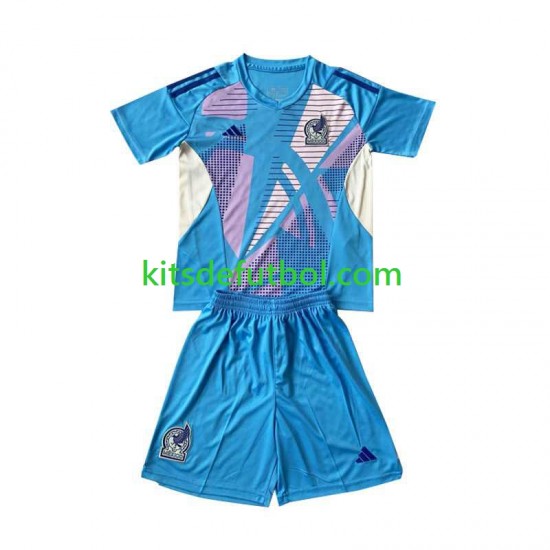 Equipación completa Niño México Portero 2024 Camiseta Azul alternativa Manga Corta