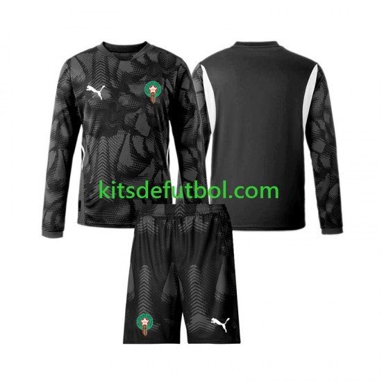 Equipación completa Niño Marruecos Portero 2024 Camiseta alternativa Manga Larga