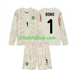 Equipación completa Niño Marruecos Portero Yassine Bounou 1 2024 Camiseta de visitante Manga Larga