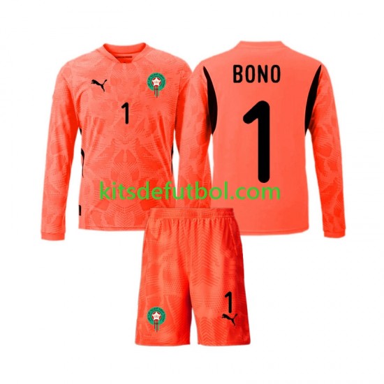Equipación completa Niño Marruecos Portero Yassine Bounou 1 2024 Camiseta de local Manga Larga