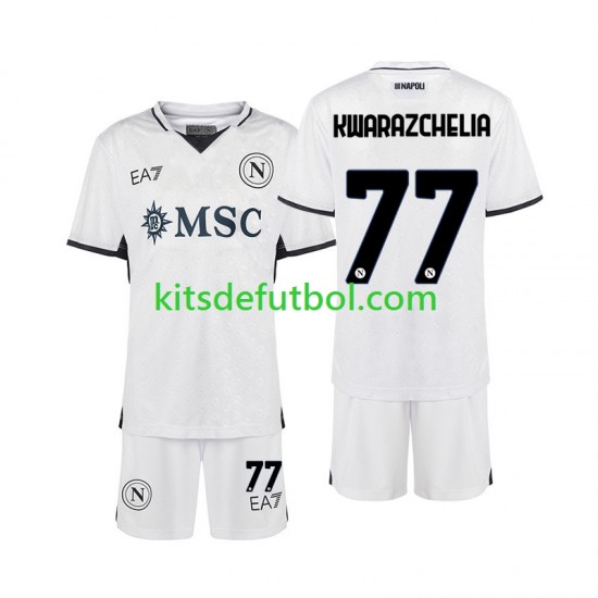 Equipación completa Niño Napoli Khvicha Kvaratskhelia 77 Camiseta de visitante 2024-2025 Manga Corta