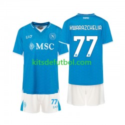 Equipación completa Niño Napoli Khvicha Kvaratskhelia 77 Camiseta de local 2024-2025 Manga Corta