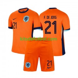 Equipación completa Niño Países Bajos Frenkie de Jong 21 Euro 2024 Camiseta de local Manga Corta