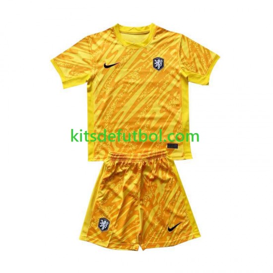 Equipación completa Niño Países Bajos Portero Euro 2024 Camiseta de visitante Manga Corta
