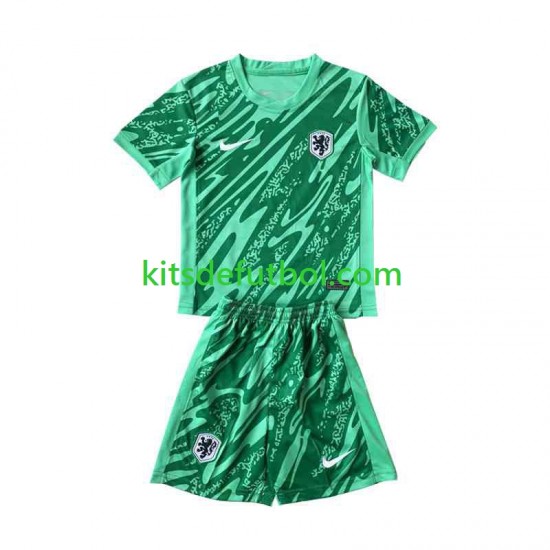 Equipación completa Niño Países Bajos Portero Euro 2024 Camiseta Verde de local Manga Corta