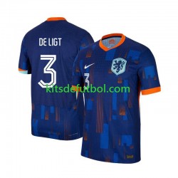 Países Bajos Matthijs de Ligt 3 Euro 2024 Hombre Camiseta de visitante Manga Corta