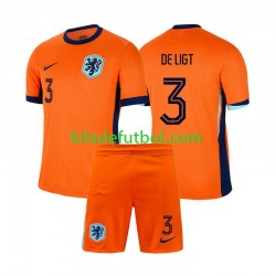 Equipación completa Niño Países Bajos Matthijs de Ligt 3 Euro 2024 Camiseta de local Manga Corta