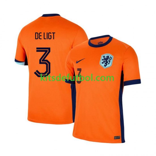 Países Bajos Matthijs de Ligt 3 Euro 2024 Hombre Camiseta de local Manga Corta
