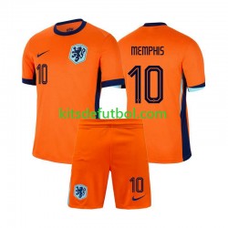 Equipación completa Niño Países Bajos Memphis Depay 10 Euro 2024 Camiseta de local Manga Corta