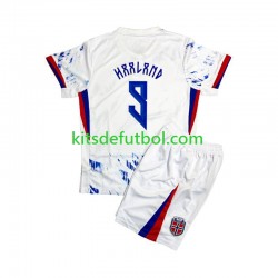 Equipación completa Niño Noruega Erling Haaland 9 2024 Camiseta de visitante Manga Corta
