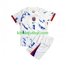 Equipación completa Niño Noruega Erling Haaland 9 2024 Camiseta de visitante Manga Corta