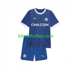 Equipación completa Niño Olympique de Marsella Camiseta de visitante 2023-2024 Manga Corta
