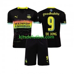 Equipación completa Niño PSV Eindhoven DE JONG 9 Camiseta de visitante 2024-2025 Manga Corta