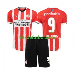 Equipación completa Niño PSV Eindhoven DE JONG 9 Camiseta de local 2024-2025 Manga Corta