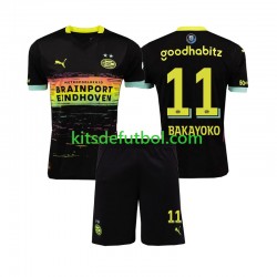 Equipación completa Niño PSV Eindhoven Johan Bakayoko 11 Camiseta de visitante 2024-2025 Manga Corta