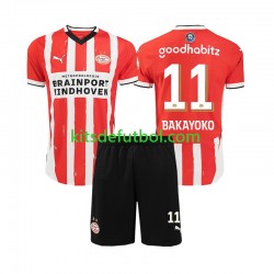 Equipación completa Niño PSV Eindhoven Johan Bakayoko 11 Camiseta de local 2024-2025 Manga Corta