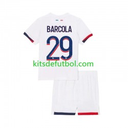 Equipación completa Niño Paris Saint-Germain Bradley Barcola 29 Camiseta de visitante 2024-2025 Manga Corta