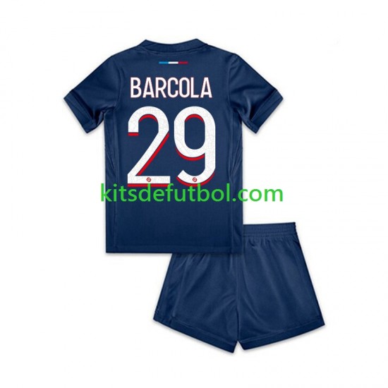 Equipación completa Niño Paris Saint-Germain Bradley Barcola 29 Camiseta de local 2024-2025 Manga Corta