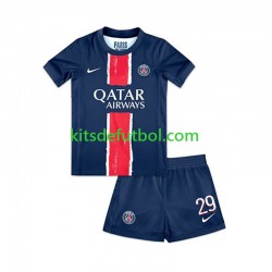 Equipación completa Niño Paris Saint-Germain Bradley Barcola 29 Camiseta de local 2024-2025 Manga Corta