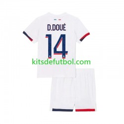 Equipación completa Niño Paris Saint-Germain Desire Doue 14 Camiseta de visitante 2024-2025 Manga Corta