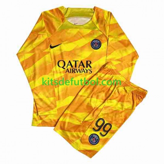 Equipación completa Niño Paris Saint-Germain Portero DONNARUMMA 99 Camiseta de visitante 2023-2024 Manga Larga