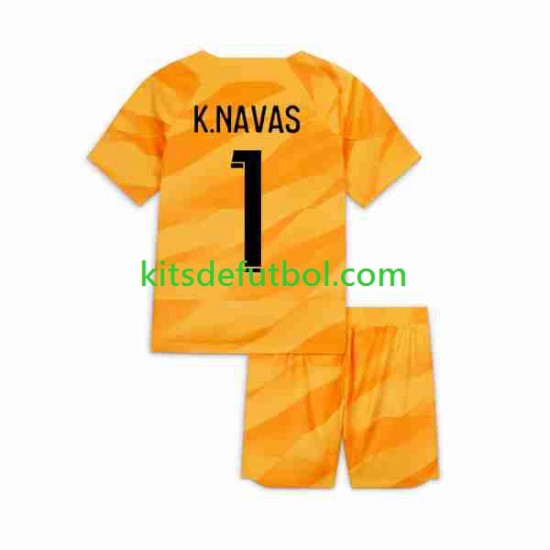 Equipación completa Niño Paris Saint-Germain Portero K.NAVAS 1 Camiseta de visitante 2023-2024 Manga Corta