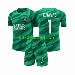 Equipación completa Niño Paris Saint-Germain Portero K.NAVAS 1 Camiseta de local 2023-2024 Manga Corta