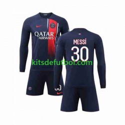 Equipación completa Niño Paris Saint-Germain Lionel Messi 30 Camiseta de local 2023-2024 Manga Larga