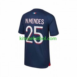 Paris Saint-Germain N.Mendes 25 Hombre Camiseta de local 2023-2024 Manga Corta
