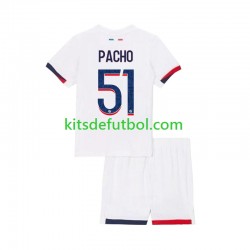 Equipación completa Niño Paris Saint-Germain Willian Pacho 51 Camiseta de visitante 2024-2025 Manga Corta