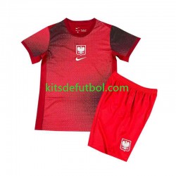Equipación completa Niño Polonia Euro 2024 Camiseta de visitante Manga Corta
