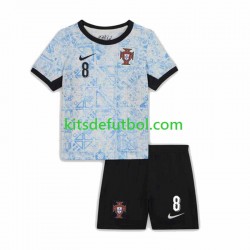Equipación completa Niño Portugal Bruno Fernandes 8 Euro 2024 Camiseta de visitante Manga Corta