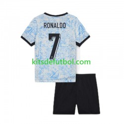 Equipación completa Niño Portugal Cristiano Ronaldo 7 Euro 2024 Camiseta de visitante Manga Corta