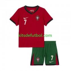Equipación completa Niño Portugal Cristiano Ronaldo 7 Euro 2024 Camiseta de local Manga Corta