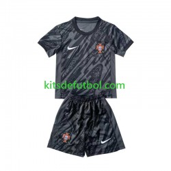 Equipación completa Niño Portugal Portero Euro 2024 Camiseta Negro de visitante Manga Corta